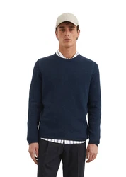 Marc O'Polo Rundhalspullover Bio-Baumwoll-Mix Dunkelblau/Blau/Hellblau