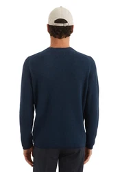Marc O'Polo Rundhalspullover Bio-Baumwoll-Mix Dunkelblau/Blau/Hellblau