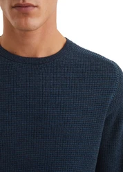Marc O'Polo Rundhalspullover Bio-Baumwoll-Mix Dunkelblau/Blau/Hellblau