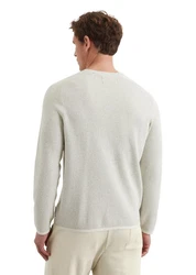Marc O'Polo Rundhalspullover Bio-Baumwoll-Mix Khaki/Grau/Creme/Hellgrün/Weiß