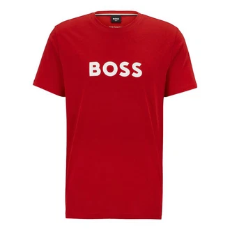 BOSS T-Shirt RN mit Markenprint Rot/Rosa/Gold/Braun