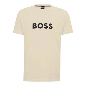 BOSS T-Shirt RN mit Markenprint Beige/Gold/Rosa/Khaki/Braun