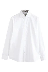 Next Langarmhemd Slim Fit Hemd Weiß/Creme