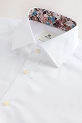 Next Langarmhemd Slim Fit Hemd Weiß/Creme