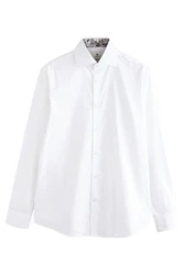 Next Langarmhemd Slim Fit Hemd Weiß/Creme