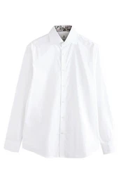 Langarmhemd Strukturiertes Slim Fit Hemd aus Baumwolltwill (1-tlg)