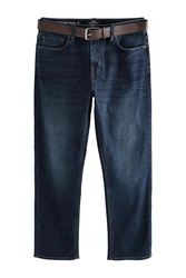 Next Straight-Jeans Straight Fit Motionflex Jeans Dunkelblau/Blau