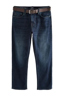 Next Straight-Jeans Straight Fit Motionflex Jeans Dunkelblau/Blau