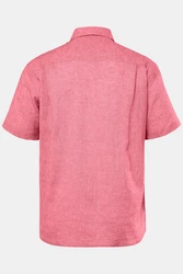 Boston Park Businesshemd Leinenmix halbarm Streifen Rot/Rosa/Dunkelrot