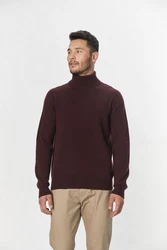GOBI Cashmere Rollkragenpullover Basic Dunkelrot/Bordeaux