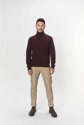 GOBI Cashmere Rollkragenpullover Basic Dunkelrot/Bordeaux