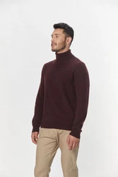 GOBI Cashmere Rollkragenpullover Basic Dunkelrot/Bordeaux