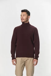 GOBI Cashmere Rollkragenpullover Basic Dunkelrot/Bordeaux