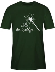 Shirtracer T-Shirt Holla die Waldfee Kostüm Lustige Sprüche Dunkelgrün/Gelb/Grün