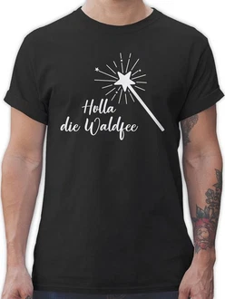 Shirtracer T-Shirt Holla die Waldfee Kostüm Lustige Sprüche Gelb/Silber/Weiß/Lila/Braun