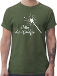 Shirtracer T-Shirt Holla die Waldfee Kostüm Lustige Sprüche Dunkelgrün/Gelb/Grün