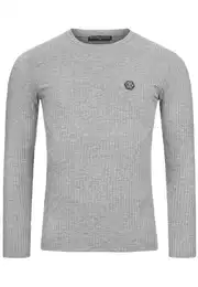 Langarmshirt mit Rippstruktur Enganliegendes Design fr sportliche Looks