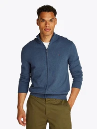 Strickjacke ESSENTIAL COTTON ZIP THRU mit Logostickerei