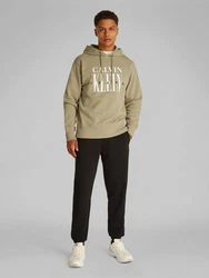 Calvin Klein Jeans Hoodie Serif Font Graphic Hoodie Khaki/Dunkelgrün