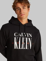 Calvin Klein Jeans Hoodie Serif Font Graphic Hoodie Schwarz/Blau