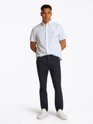 Tommy Hilfiger Kurzarmhemd FLEX POPLIN STP SHIRT Weiß/Creme/Hellblau