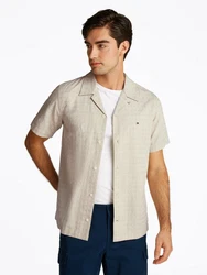 Tommy Hilfiger Kurzarmhemd COTTON LINEN DOBBY SS RF SHIRT Khaki/Beige