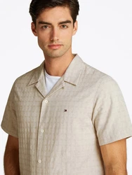 Tommy Hilfiger Kurzarmhemd COTTON LINEN DOBBY SS RF SHIRT Khaki/Beige