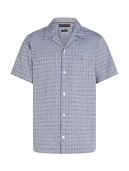 Tommy Hilfiger Kurzarmhemd COTTON LINEN DOBBY SS RF SHIRT Blau/Hellblau