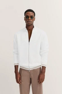 bugatti Sweatjacke mit Reißverschluss Creme/Weiß/Schwarz/Grau
