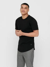 T-Shirt Langes Rundhals T-Shirt Kurzarm Shirt ONSMATT Stretch Basic (1-tlg) 3971 in Schwarz