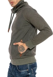 RedBridge Sweatshirt mit Schalkragen Dunkelgrün/Khaki/Grau