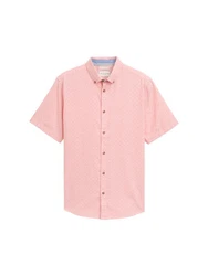 TOM TAILOR Kurzarmhemd Regular Fit Rosa/Rot