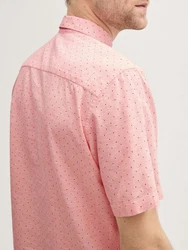 TOM TAILOR Kurzarmhemd Regular Fit Rosa/Rot