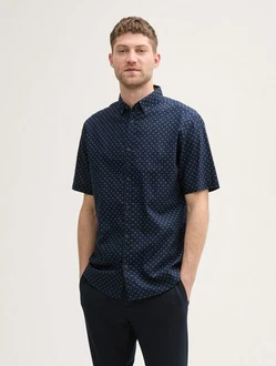 TOM TAILOR Kurzarmhemd Regular Fit Hellblau/Dunkelblau/Blau