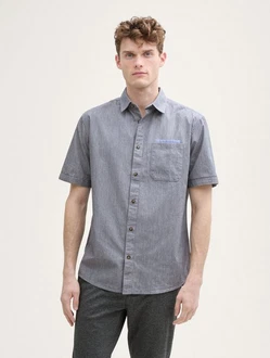 TOM TAILOR Hemd Grau/Dunkelblau/Hellgrau