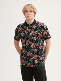Poloshirt Piqu Poloshirt mit Muster