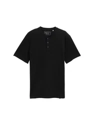 TOM TAILOR Denim T-Shirt Henley Schwarz