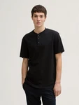 TOM TAILOR Denim T-Shirt Henley Schwarz