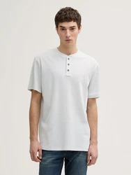 TOM TAILOR Denim T-Shirt Henley Weiß/Grau/Creme