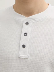 TOM TAILOR Denim T-Shirt Henley Weiß/Grau/Creme
