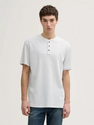 TOM TAILOR Denim T-Shirt Henley Weiß/Grau/Creme