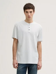T-Shirt Henley T-Shirt in Waffelstruktur