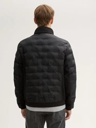 TOM TAILOR Outdoorjacke Hybrid Lightweight Steppjacke mit Kapuze im Stehkragen Schwarz/Braun