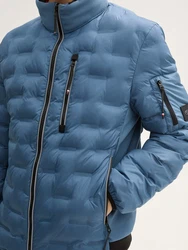 TOM TAILOR Outdoorjacke Hybrid Lightweight Steppjacke mit Kapuze im Stehkragen Hellblau/Blau/Dunkelblau