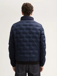 TOM TAILOR Outdoorjacke Hybrid Lightweight Steppjacke mit Kapuze im Stehkragen Dunkelblau/Blau