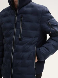 TOM TAILOR Outdoorjacke Hybrid Lightweight Steppjacke mit Kapuze im Stehkragen Dunkelblau/Blau