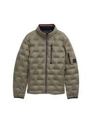 TOM TAILOR Outdoorjacke Hybrid Lightweight Steppjacke mit Kapuze im Stehkragen Dunkelgrün/Khaki