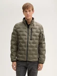 TOM TAILOR Outdoorjacke Hybrid Lightweight Steppjacke mit Kapuze im Stehkragen Dunkelgrün/Khaki