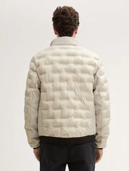 TOM TAILOR Outdoorjacke Hybrid Lightweight Steppjacke mit Kapuze im Stehkragen Beige/Khaki/Weiß