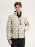 TOM TAILOR Outdoorjacke Hybrid Lightweight Steppjacke mit Kapuze im Stehkragen Beige/Khaki/Weiß